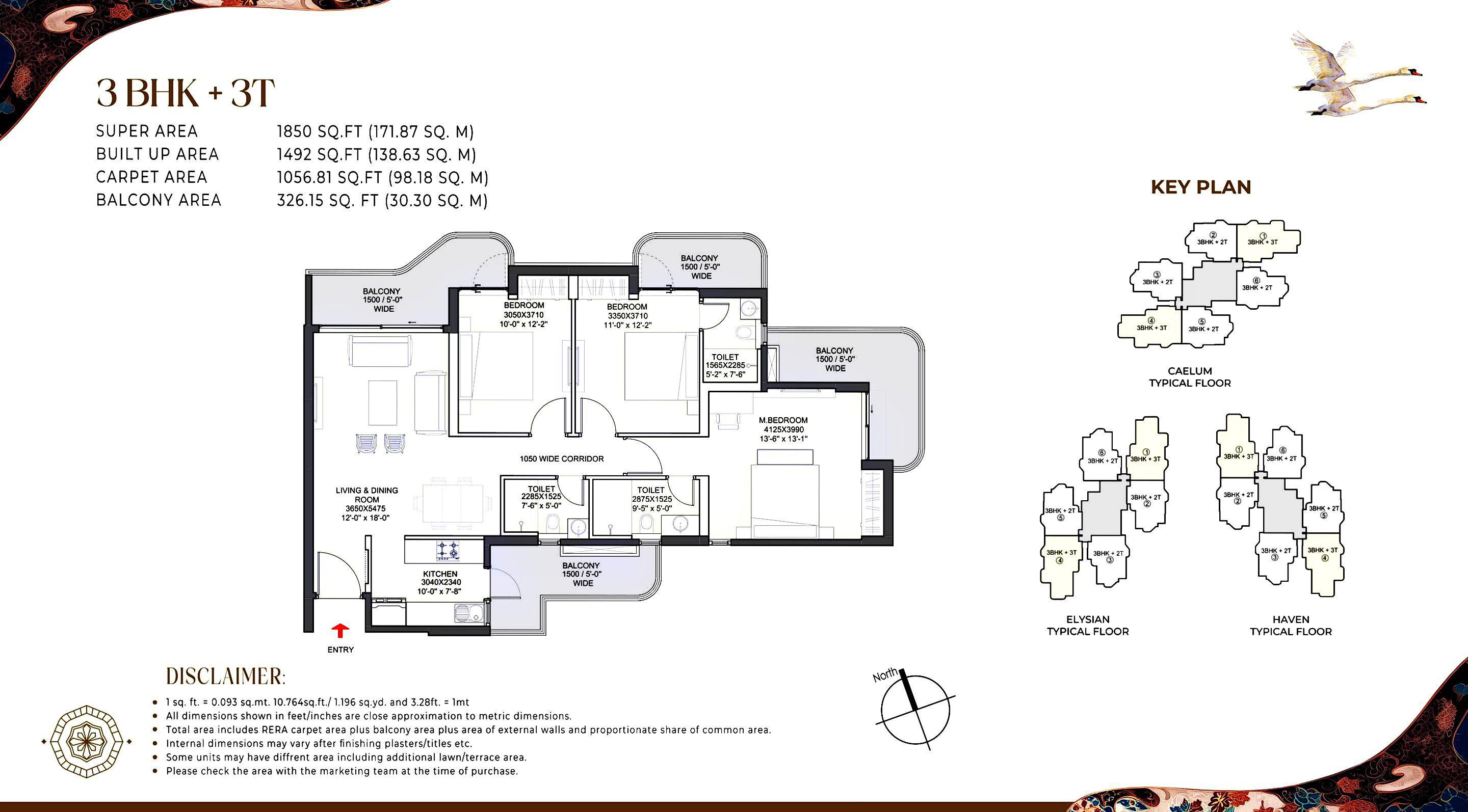 3 BHK Premium Floor Plan